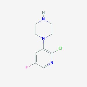 molecular formula C9H11ClFN3 B13556064 1-(2-Chloro-5-fluoropyridin-3-yl)piperazine 