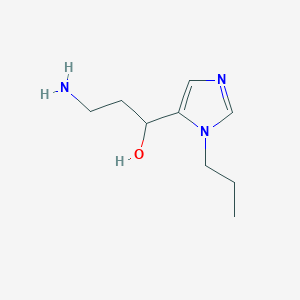 molecular formula C9H17N3O B13556530 3-Amino-1-(1-propyl-1h-imidazol-5-yl)propan-1-ol 