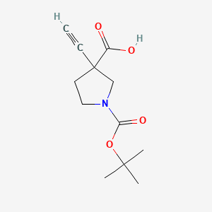 molecular formula C12H17NO4 B13556614 1-[(Tert-butoxy)carbonyl]-3-ethynylpyrrolidine-3-carboxylic acid 