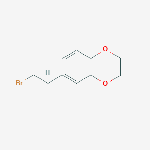 molecular formula C11H13BrO2 B13556621 6-(1-Bromopropan-2-yl)-2,3-dihydrobenzo[b][1,4]dioxine 