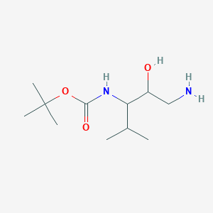 molecular formula C11H24N2O3 B13556660 Tert-butyl (1-amino-2-hydroxy-4-methylpentan-3-yl)carbamate 