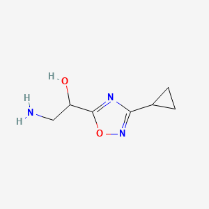 molecular formula C7H11N3O2 B13556738 2-Amino-1-(3-cyclopropyl-1,2,4-oxadiazol-5-yl)ethan-1-ol 