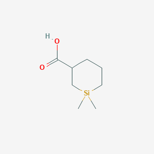 molecular formula C8H16O2Si B13556744 1,1-Dimethylsilinane-3-carboxylic acid 