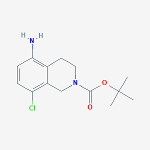 molecular formula C14H19ClN2O2 B13556749 Tert-butyl 5-amino-8-chloro-1,2,3,4-tetrahydroisoquinoline-2-carboxylate 