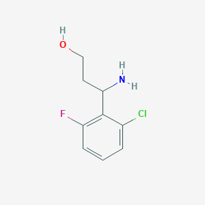 molecular formula C9H11ClFNO B13556818 3-Amino-3-(2-chloro-6-fluorophenyl)propan-1-ol CAS No. 787615-40-1