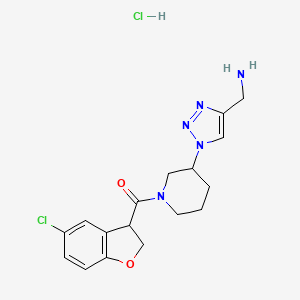 molecular formula C17H21Cl2N5O2 B13556864 [3-[4-(Aminomethyl)triazol-1-yl]piperidin-1-yl]-(5-chloro-2,3-dihydro-1-benzofuran-3-yl)methanone;hydrochloride 