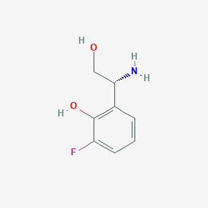 molecular formula C8H10FNO2 B13556942 2-[(1R)-1-Amino-2-hydroxyethyl]-6-fluorophenol 