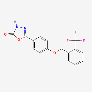 molecular formula C16H11F3N2O3 B13556952 5-(4-{[2-(Trifluoromethyl)phenyl]methoxy}phenyl)-2,3-dihydro-1,3,4-oxadiazol-2-one 