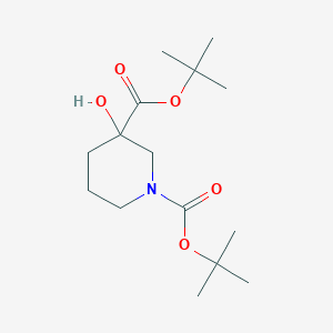 molecular formula C15H27NO5 B13556987 Di-tert-butyl 3-hydroxypiperidine-1,3-dicarboxylate 