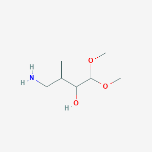 molecular formula C7H17NO3 B13556998 4-Amino-1,1-dimethoxy-3-methylbutan-2-ol 