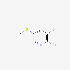 molecular formula C6H5BrClNS B13557077 3-Bromo-2-chloro-5-(methylsulfanyl)pyridine 