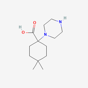 4,4-Dimethyl-1-(piperazin-1-yl)cyclohexane-1-carboxylic acid