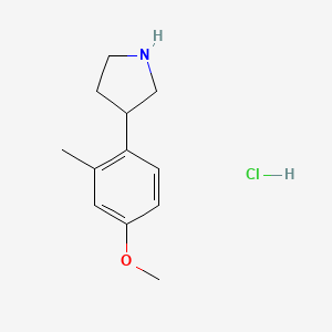 molecular formula C12H18ClNO B13557106 3-(4-Methoxy-2-methylphenyl)pyrrolidine hydrochloride 