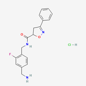 molecular formula C18H19ClFN3O2 B13557139 N-{[4-(aminomethyl)-2-fluorophenyl]methyl}-3-phenyl-4,5-dihydro-1,2-oxazole-5-carboxamide hydrochloride 