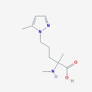 molecular formula C11H19N3O2 B13557208 2-Methyl-5-(5-methyl-1h-pyrazol-1-yl)-2-(methylamino)pentanoic acid 