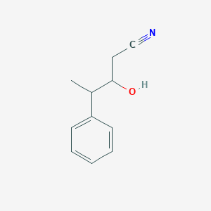 molecular formula C11H13NO B13557377 3-Hydroxy-4-phenylpentanenitrile 