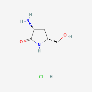 molecular formula C5H11ClN2O2 B13557402 (3R,5R)-3-amino-5-(hydroxymethyl)pyrrolidin-2-one hydrochloride 