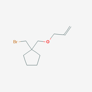 molecular formula C10H17BrO B13557429 1-((Allyloxy)methyl)-1-(bromomethyl)cyclopentane 