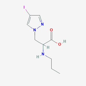 molecular formula C9H14IN3O2 B13557430 3-(4-Iodo-1h-pyrazol-1-yl)-2-(propylamino)propanoic acid 