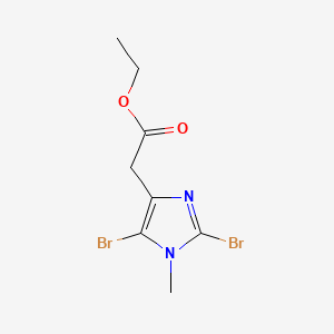 molecular formula C8H10Br2N2O2 B13557439 ethyl2-(2,5-dibromo-1-methyl-1H-imidazol-4-yl)acetate 