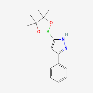 molecular formula C15H19BN2O2 B13557441 3-Phenyl-5-(4,4,5,5-tetramethyl-1,3,2-dioxaborolan-2-YL)-1H-pyrazole 