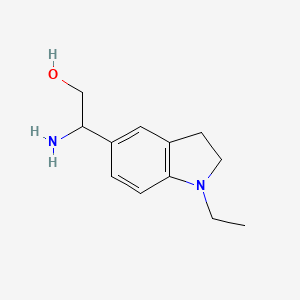 molecular formula C12H18N2O B13557449 2-amino-2-(1-ethyl-2,3-dihydro-1H-indol-5-yl)ethan-1-ol 