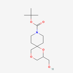 molecular formula C14H25NO5 B13557516 Tert-butyl 2-(hydroxymethyl)-1,4-dioxa-9-azaspiro[5.5]undecane-9-carboxylate 