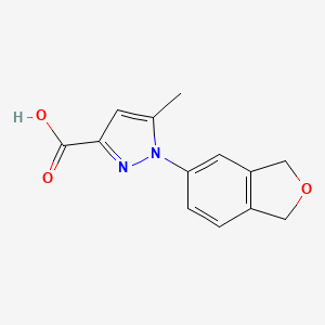 molecular formula C13H12N2O3 B13557624 1-(1,3-dihydro-2-benzofuran-5-yl)-5-methyl-1H-pyrazole-3-carboxylicacid 