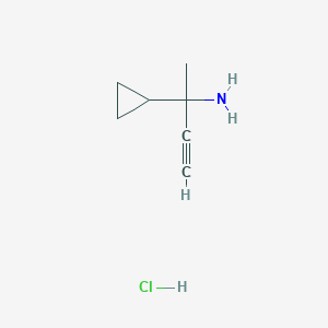 molecular formula C7H12ClN B13557745 2-Cyclopropylbut-3-yn-2-aminehydrochloride CAS No. 1824396-79-3