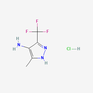 molecular formula C5H7ClF3N3 B13557857 3-Methyl-5-(trifluoromethyl)-1H-pyrazol-4-amine hydrochloride 