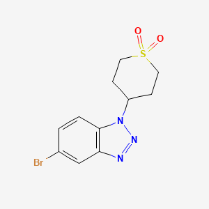 molecular formula C11H12BrN3O2S B13557862 4-(5-bromo-1H-1,2,3-benzotriazol-1-yl)-1lambda6-thiane-1,1-dione 