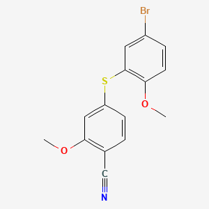 molecular formula C15H12BrNO2S B13557883 4-[(5-Bromo-2-methoxyphenyl)sulfanyl]-2-methoxybenzonitrile 