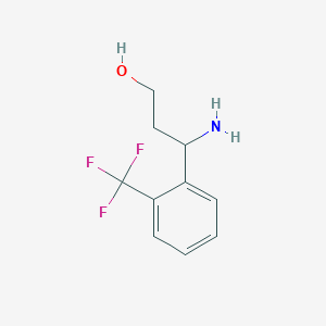 molecular formula C10H12F3NO B13557936 3-Amino-3-(2-(trifluoromethyl)phenyl)propan-1-OL 