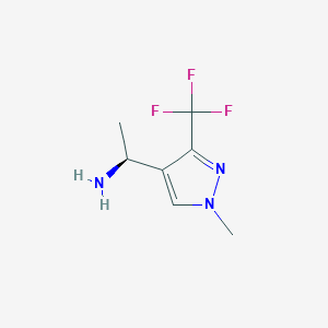 molecular formula C7H10F3N3 B13558032 (S)-1-(1-Methyl-3-(trifluoromethyl)-1H-pyrazol-4-yl)ethan-1-amine 