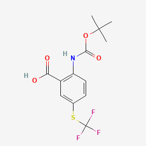 molecular formula C13H14F3NO4S B13558108 2-((tert-Butoxycarbonyl)amino)-5-((trifluoromethyl)thio)benzoic acid 