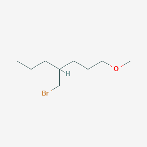 molecular formula C9H19BrO B13558193 4-(Bromomethyl)-1-methoxyheptane 