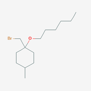 molecular formula C14H27BrO B13558265 1-(Bromomethyl)-1-(hexyloxy)-4-methylcyclohexane 