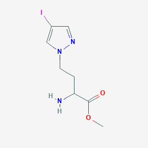 molecular formula C8H12IN3O2 B13558340 Methyl 2-amino-4-(4-iodo-1h-pyrazol-1-yl)butanoate 