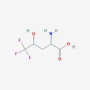 molecular formula C5H8F3NO3 B13558376 2-Amino-5,5,5-trifluoro-4-hydroxypentanoic acid 