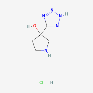 molecular formula C5H10ClN5O B13558437 3-(1H-1,2,3,4-tetrazol-5-yl)pyrrolidin-3-ol hydrochloride 