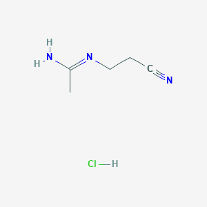 molecular formula C5H10ClN3 B13558591 N-(2-cyanoethyl)ethanimidamide hydrochloride 