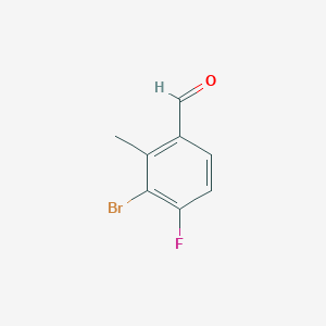 molecular formula C8H6BrFO B13558595 3-Bromo-4-fluoro-2-methylbenzaldehyde 