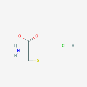 molecular formula C5H10ClNO2S B13558666 Methyl 3-aminothietane-3-carboxylate hydrochloride 