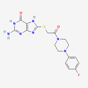 molecular formula C17H18FN7O2S B13558684 2-[(2-amino-6-hydroxy-7H-purin-8-yl)sulfanyl]-1-[4-(4-fluorophenyl)piperazin-1-yl]ethan-1-one 