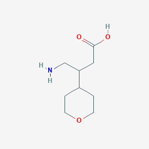 molecular formula C9H17NO3 B13558738 4-Amino-3-(oxan-4-yl)butanoic acid 