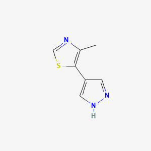 molecular formula C7H7N3S B13558744 4-Methyl-5-(1H-pyrazol-4-yl)thiazole 