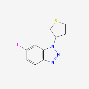 molecular formula C10H10IN3S B13558826 6-iodo-1-(thiolan-3-yl)-1H-1,2,3-benzotriazole 