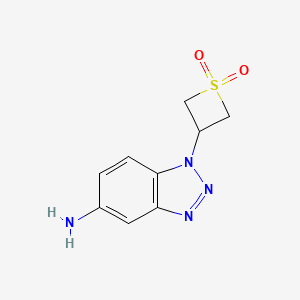 molecular formula C9H10N4O2S B13558873 3-(5-Amino-1H-benzo[d][1,2,3]triazol-1-yl)thietane 1,1-dioxide 