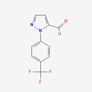 molecular formula C11H7F3N2O B13558989 2-[4-(Trifluoromethyl)phenyl]pyrazole-3-carbaldehyde 