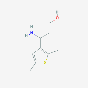 molecular formula C9H15NOS B13559104 3-Amino-3-(2,5-dimethylthiophen-3-yl)propan-1-ol 